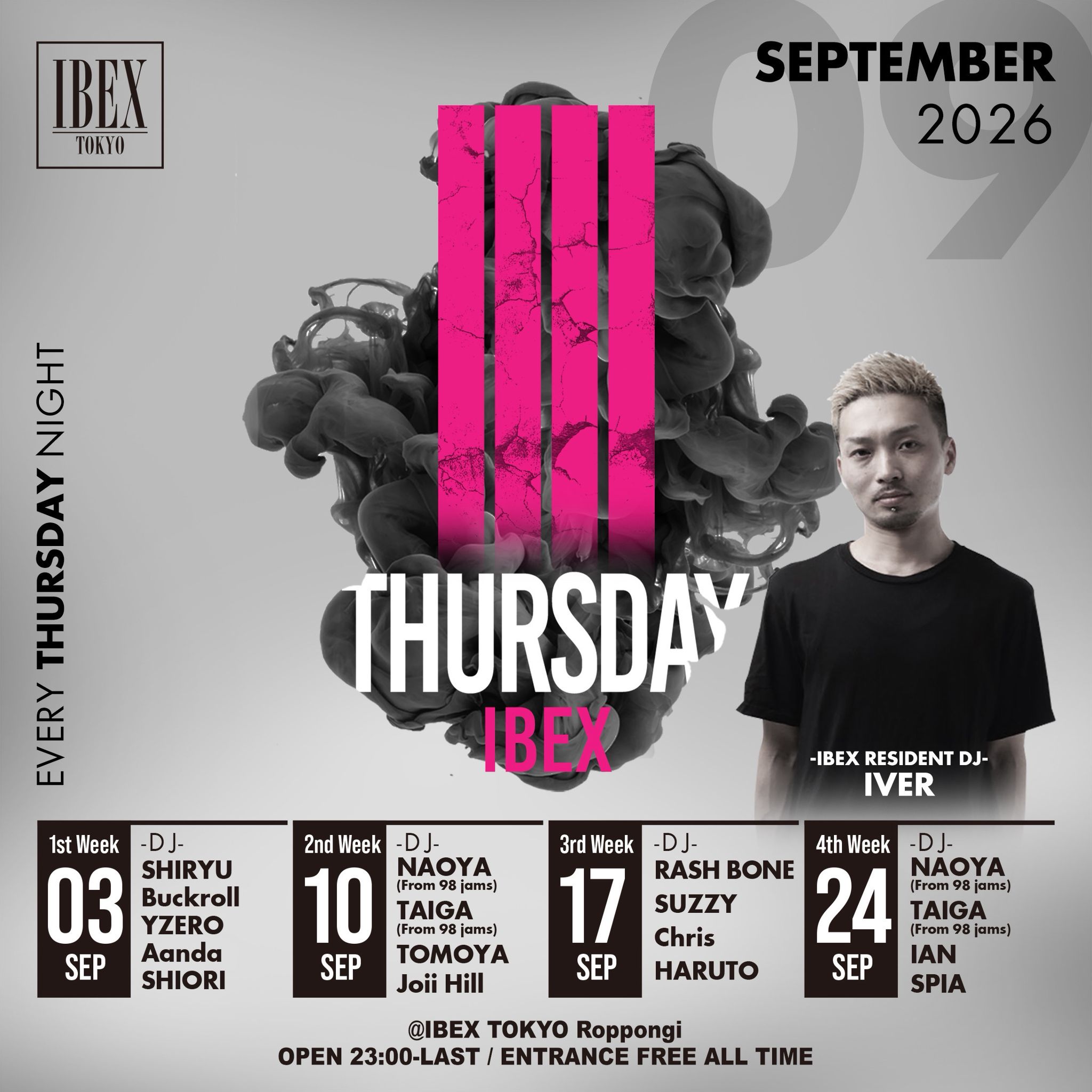 IBEX Tokyo Presents: Every Thursday Night in September 2026